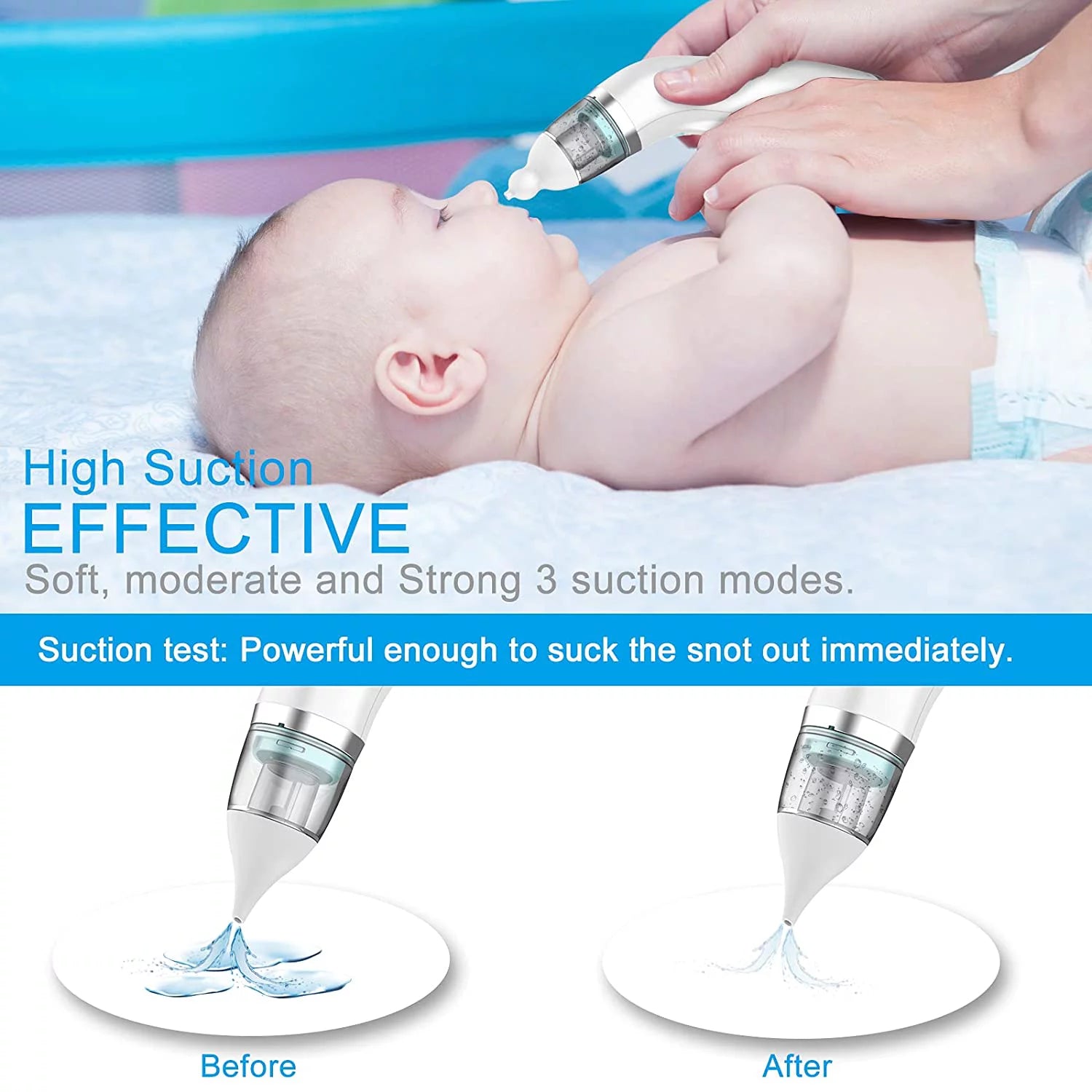 Baby Nasal Aspirator Automatic Nose Sucker Cleaner Nose Mucus Boogies Vacuum Cleaner with 3 Levels of Suction Rechargeable Portable Mucus Remover for Newborn Infant Toddler Kid