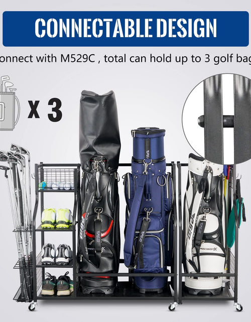 Load image into Gallery viewer, Golf Storage Garage Organizer, Golf Bag Storage Stand and Other Golfing Equipment Rack, Extra Storage Rack for Golf Clubs
