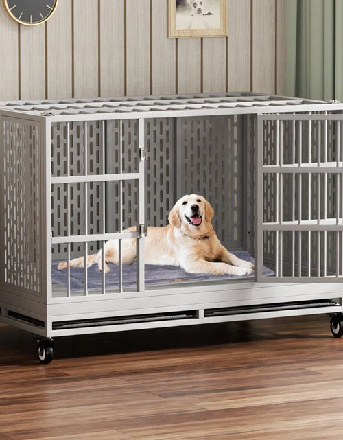 Load image into Gallery viewer, RERORD 48 Inch Heavy Duty Dog Crate with Wheels, Folding Metal Big Dog Cage Extra Large Dog Crate
