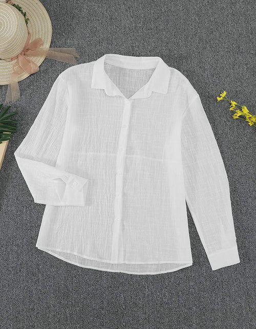 Load image into Gallery viewer, Womens V Neck Roll up Sleeve Button down Blouses Tops
