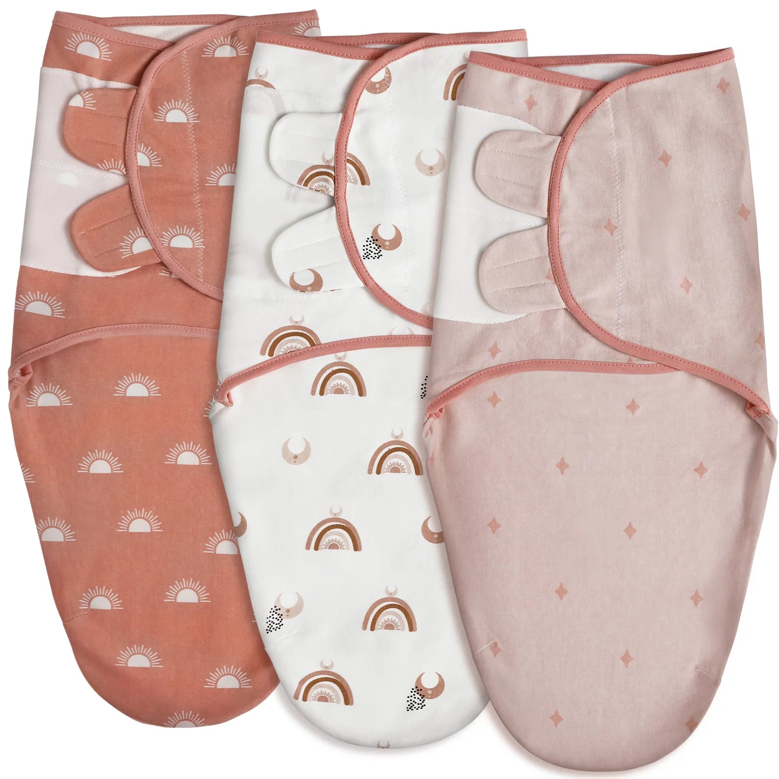 Organic Cotton Swaddle 3-Pack for 0-3 Months Newborn Boys Girls, Moon Stars