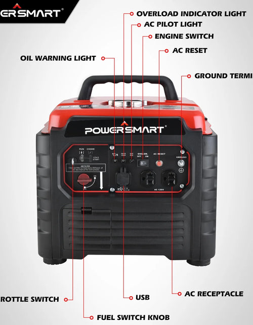 Load image into Gallery viewer, 1500W Gas Inverter Generator with Recoil Start: Portable &amp; Quiet Solution for Camping &amp; Home
