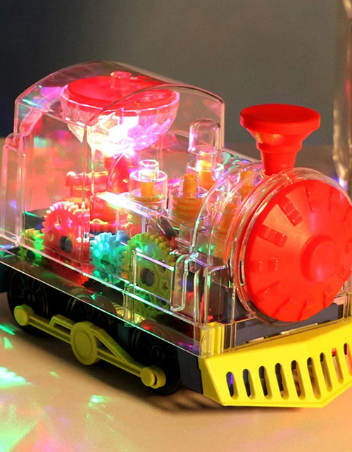 Load image into Gallery viewer, Transparent Electric Gear Train Toy, Music Light Rotating Toy Train with Battery Operated, Children&#39;S Birthday Gift Educational Gear Toy for Kids Toddlers
