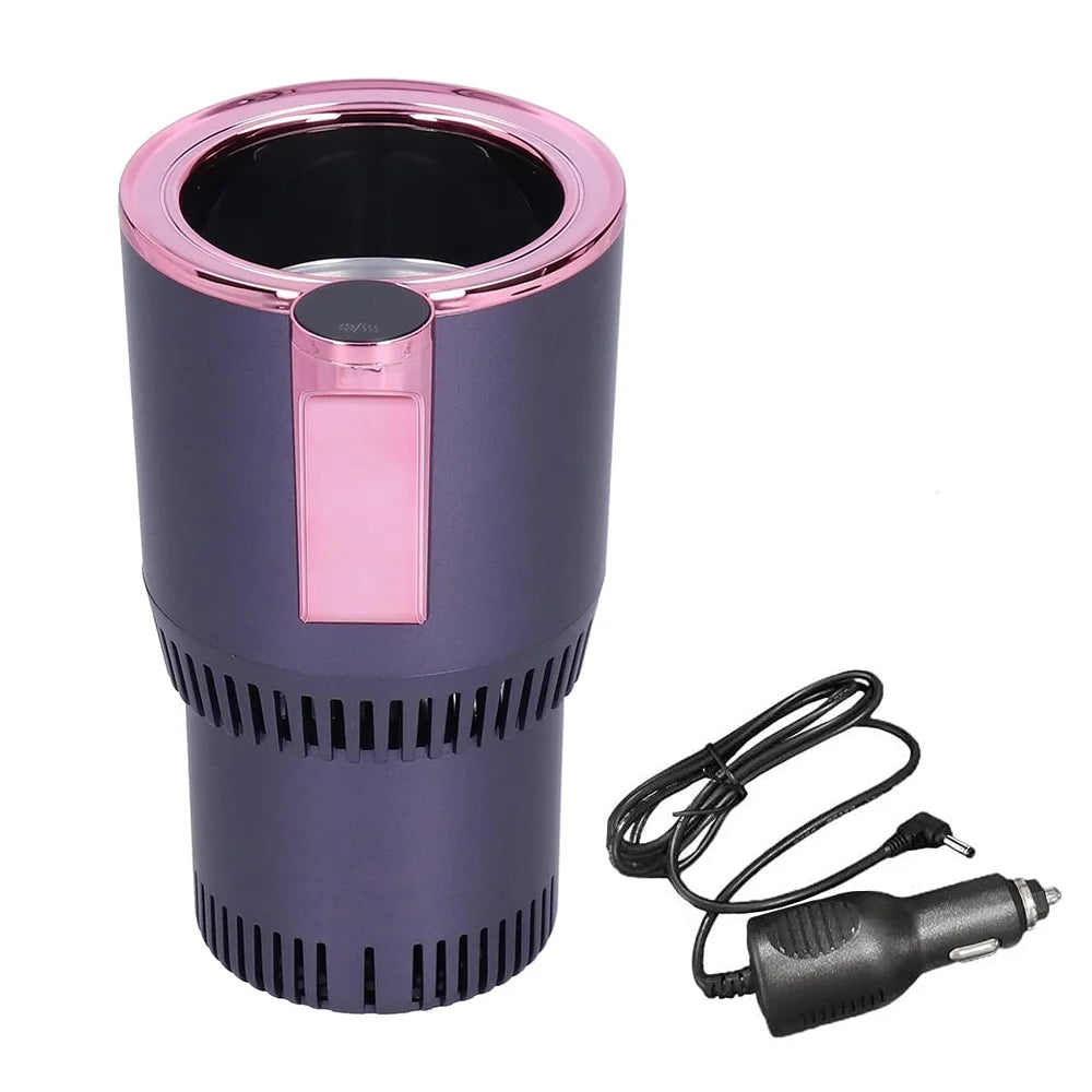 Car Cup Cooler Warmer, 2 in 1 Cooling Heating Mug Holder Cigarette Lighter Powered with LCD Display, Purple