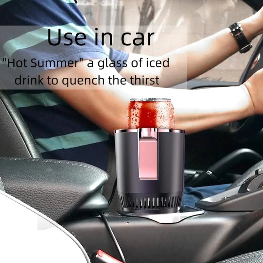 Car Cup Cooler Warmer, 2 in 1 Cooling Heating Mug Holder Cigarette Lighter Powered with LCD Display, Purple