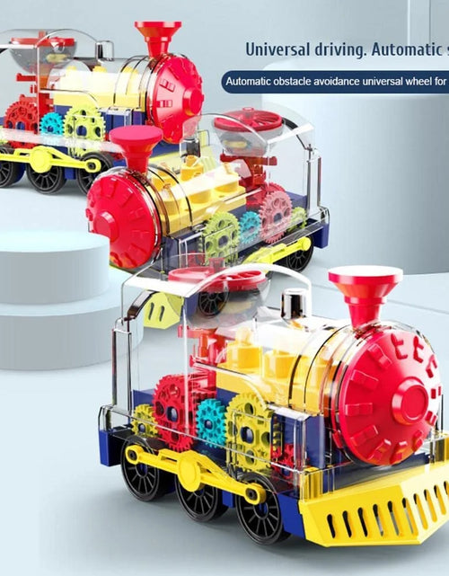 Load image into Gallery viewer, Transparent Electric Gear Train Toy, Music Light Rotating Toy Train with Battery Operated, Children&#39;S Birthday Gift Educational Gear Toy for Kids Toddlers
