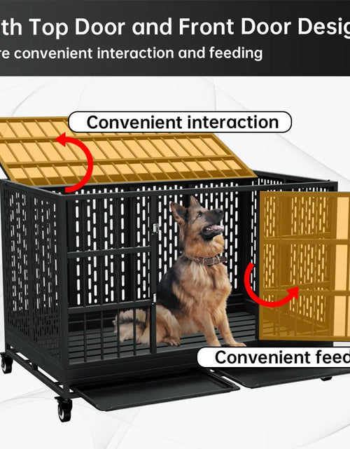 Load image into Gallery viewer, RERORD 48 Inch Heavy Duty Dog Crate with Wheels, Folding Metal Big Dog Cage Extra Large Dog Crate
