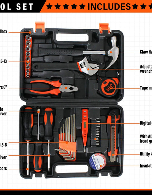 Load image into Gallery viewer, 38-Piece General Household Tool Kit, Hand Tool Set with Plastic Toolbox Storage Case, for DIY and Home Repair
