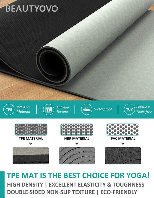 Load image into Gallery viewer, Yoga Mat with Strap, 1/3| 1/4 Inch Extra Thick Yoga Mat Double-Sided Non Slip, Professional TPE| PVC Yoga Mats for Women Men, Workout Mat for Yoga, Pilates and Floor Exercises
