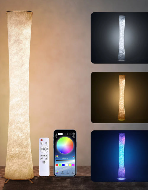 Load image into Gallery viewer, Soft Light LED Floor Lamp RGB Color Changing 61&#39;&#39; Modern Tall Lamp, Smart Standing Lamp with Remote Control and APP Control for Living Room, Bedroom and Game Room
