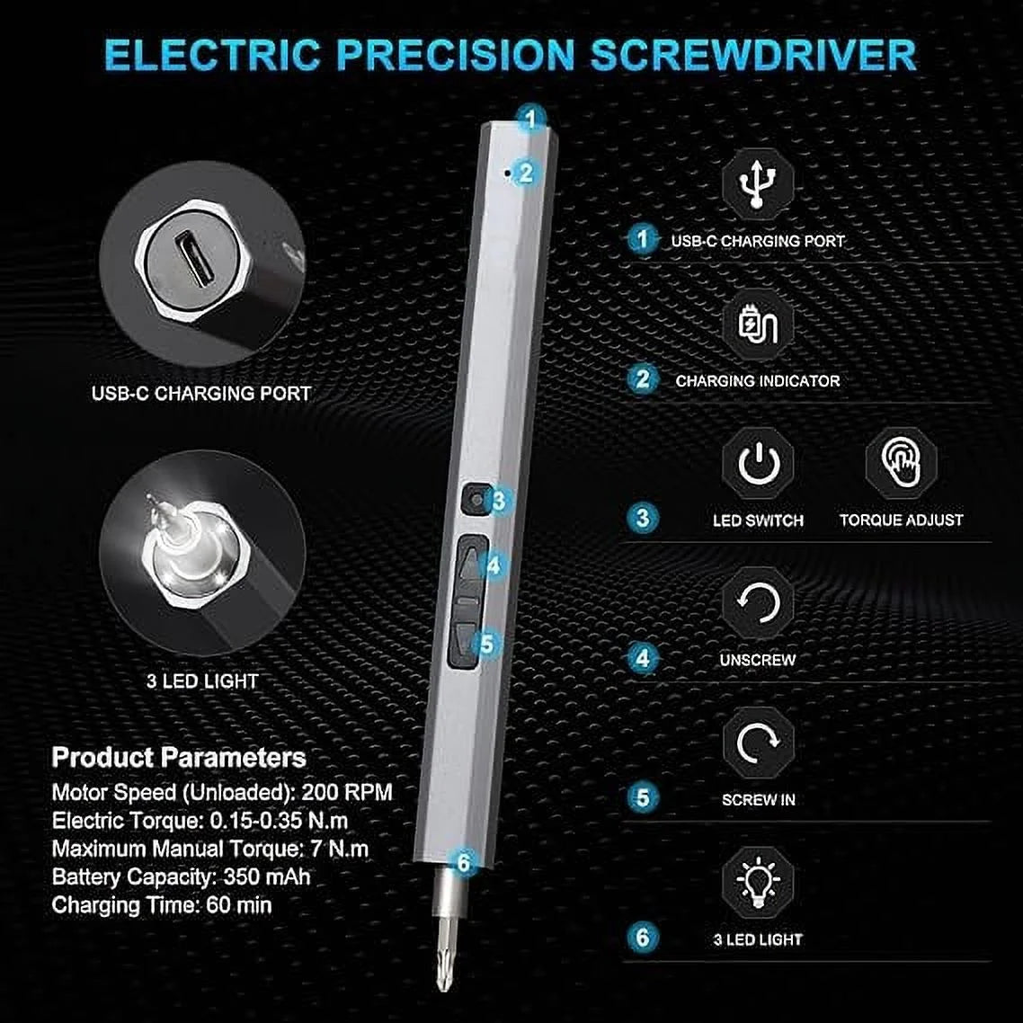 Mini Electric Screwdriver, 36-In-1 Precision Electric Screwdriver, Small Electric Screwdriver Tool Set, for Computer, Doorbell, Macbook, Iphone, Watch, Glasses, Etc