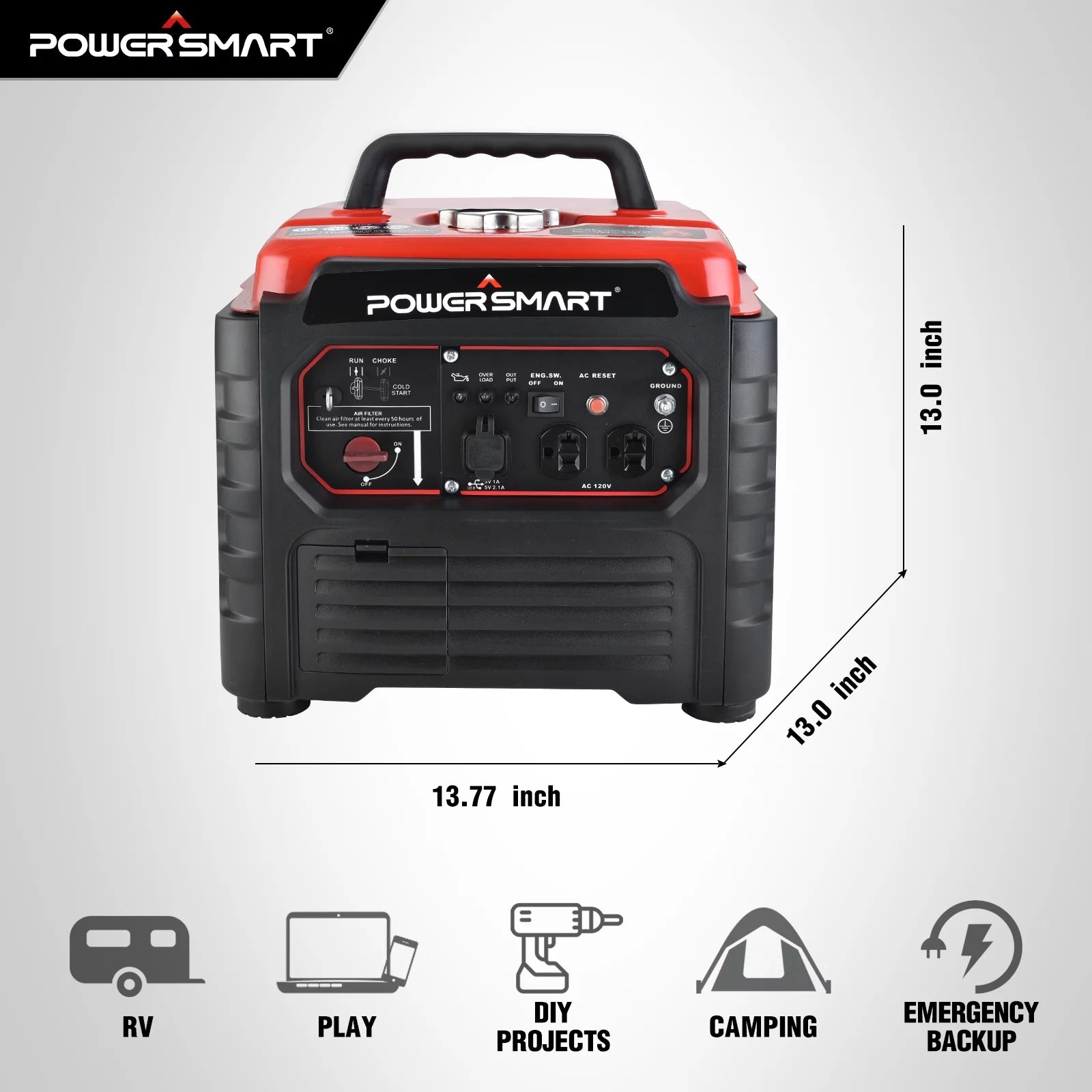 1500W Gas Inverter Generator with Recoil Start: Portable & Quiet Solution for Camping & Home