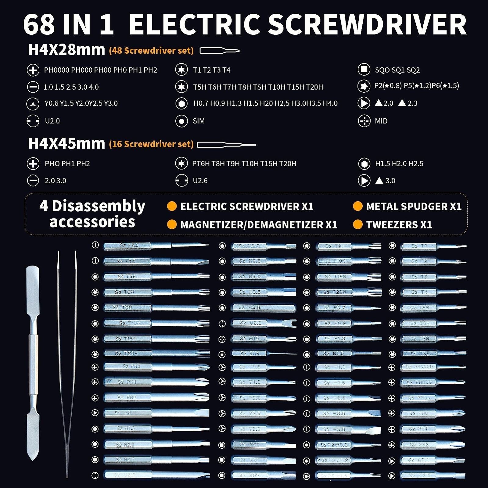 JFHH Electric Screwdriver Power Screwdriver 68 in 1 Electric Screwdriver Mini...